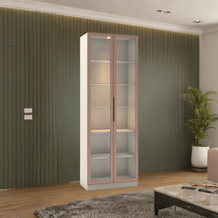 ตู้โชว์กระจก WISDOM DESIGN FURNITURE รุ่น GS-802 80 ซม. สีขาว/พิงค์โกลด์_2